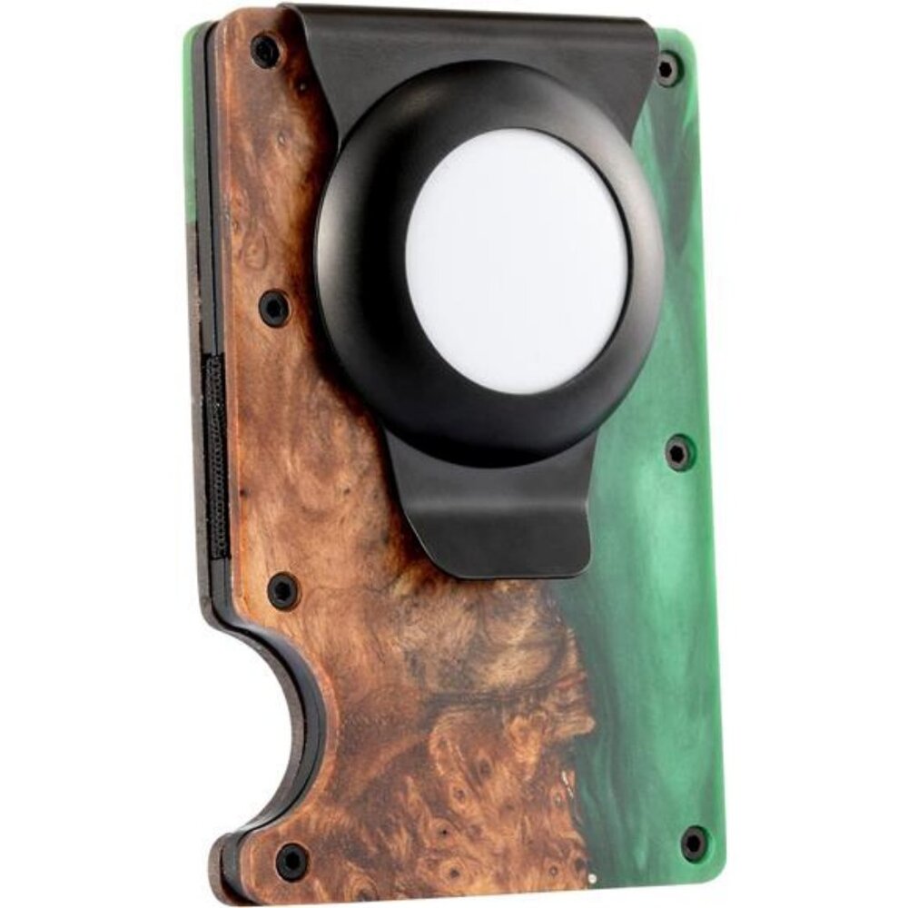Minimalist Air tag Wallet for Men Slim and Small Resin Wood Wallet with rfid